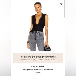 Fleur Du Mal Margo lace trim deep V bodysuit